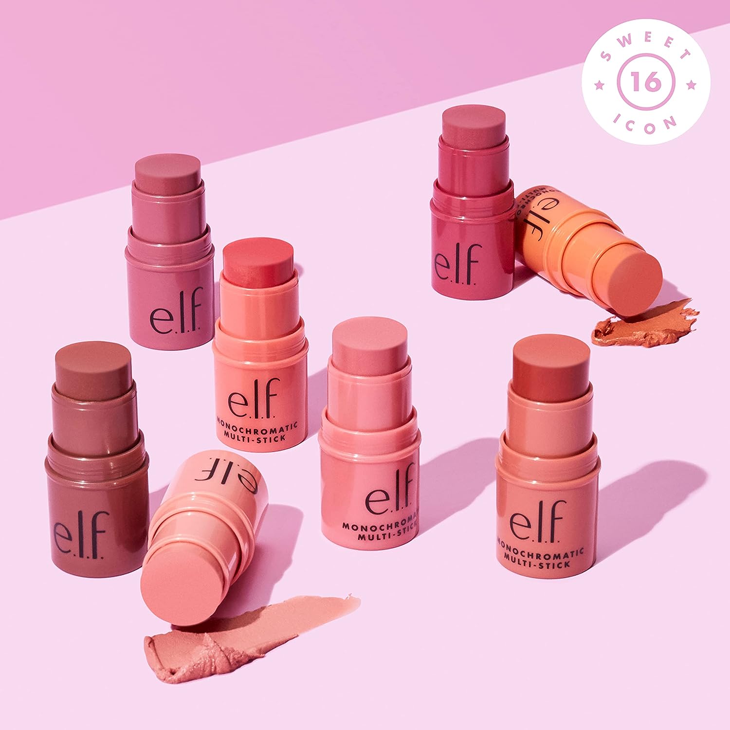 e.l.f. Monochromatic Multi Stick, Luxuriously Creamy &amp; Blendable Color, For Eyes, Lips &amp; Cheeks, Luminous Berry, 0.155 Oz (4.4g)