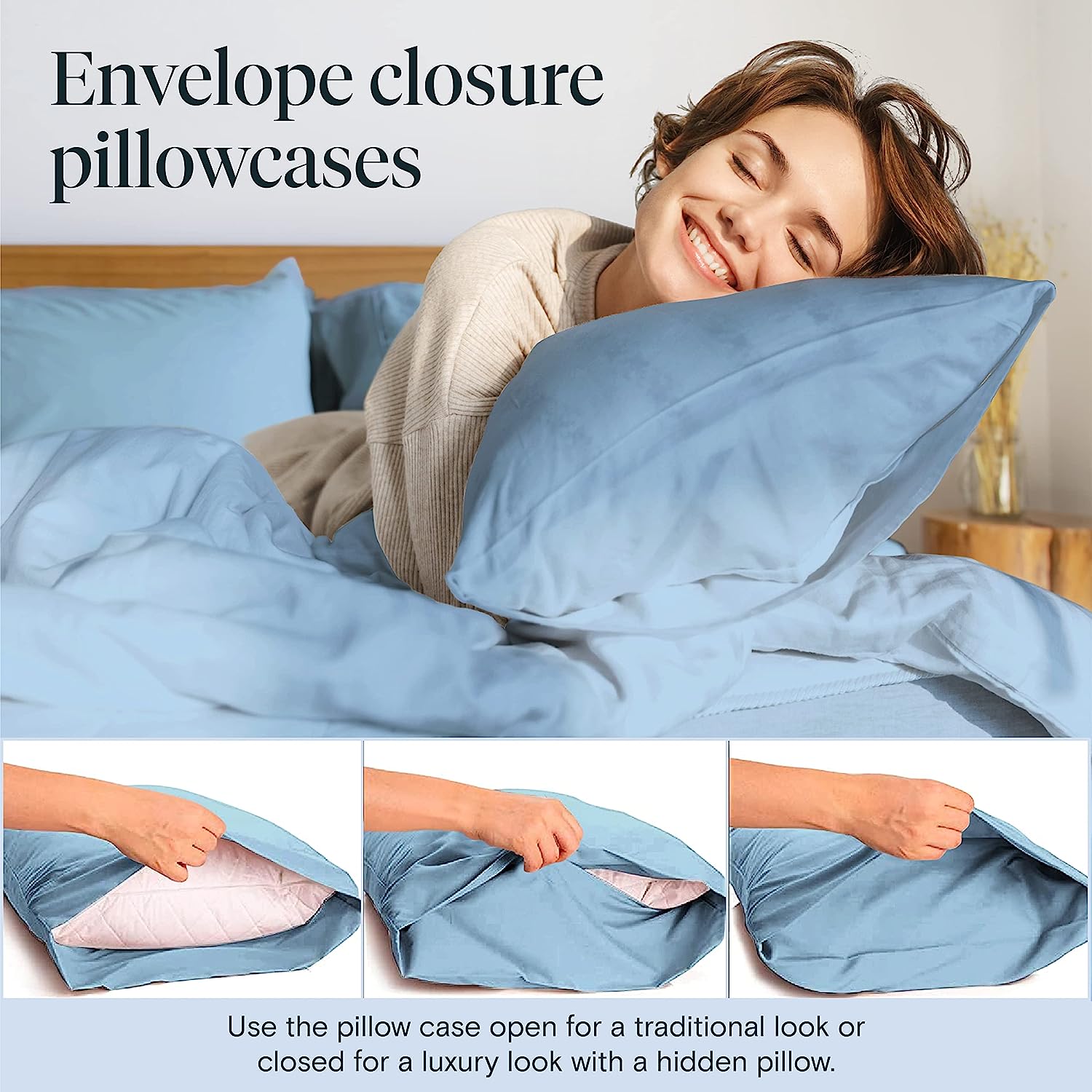 LuxClub Twin XL Sheets Set - Soft Twin Bed Sheets for Boys and Girls, 4 PC Deep Pockets 18" Eco Friendly Wrinkle Free Kids Fitted Sheets Machine Washable Hotel Bedding Silky Soft - Sky Twin XL