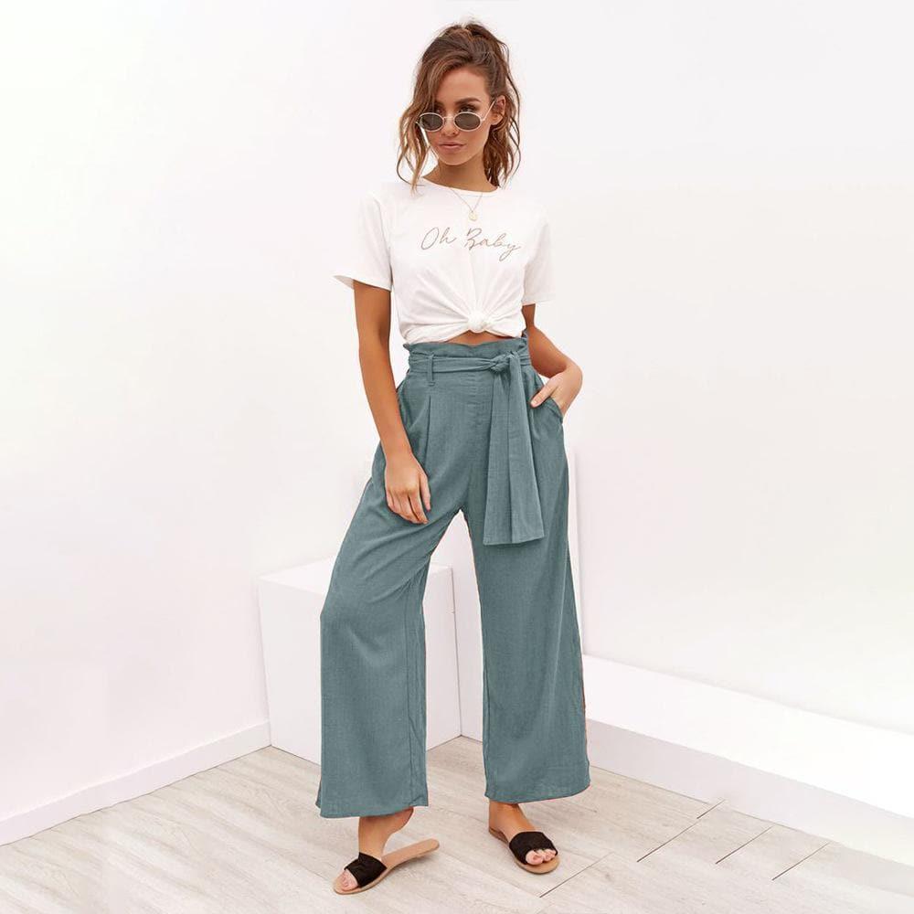 loose high waist wide leg trousers