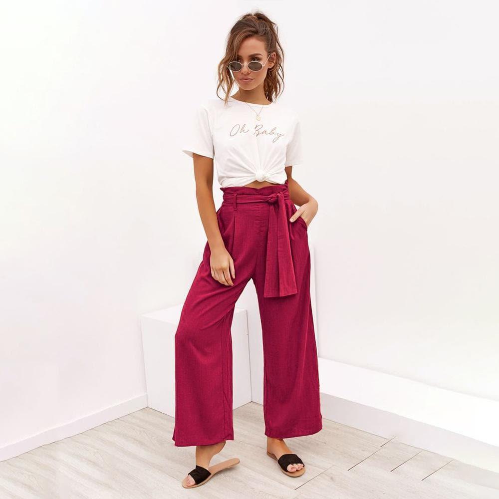 loose high waist wide leg trousers