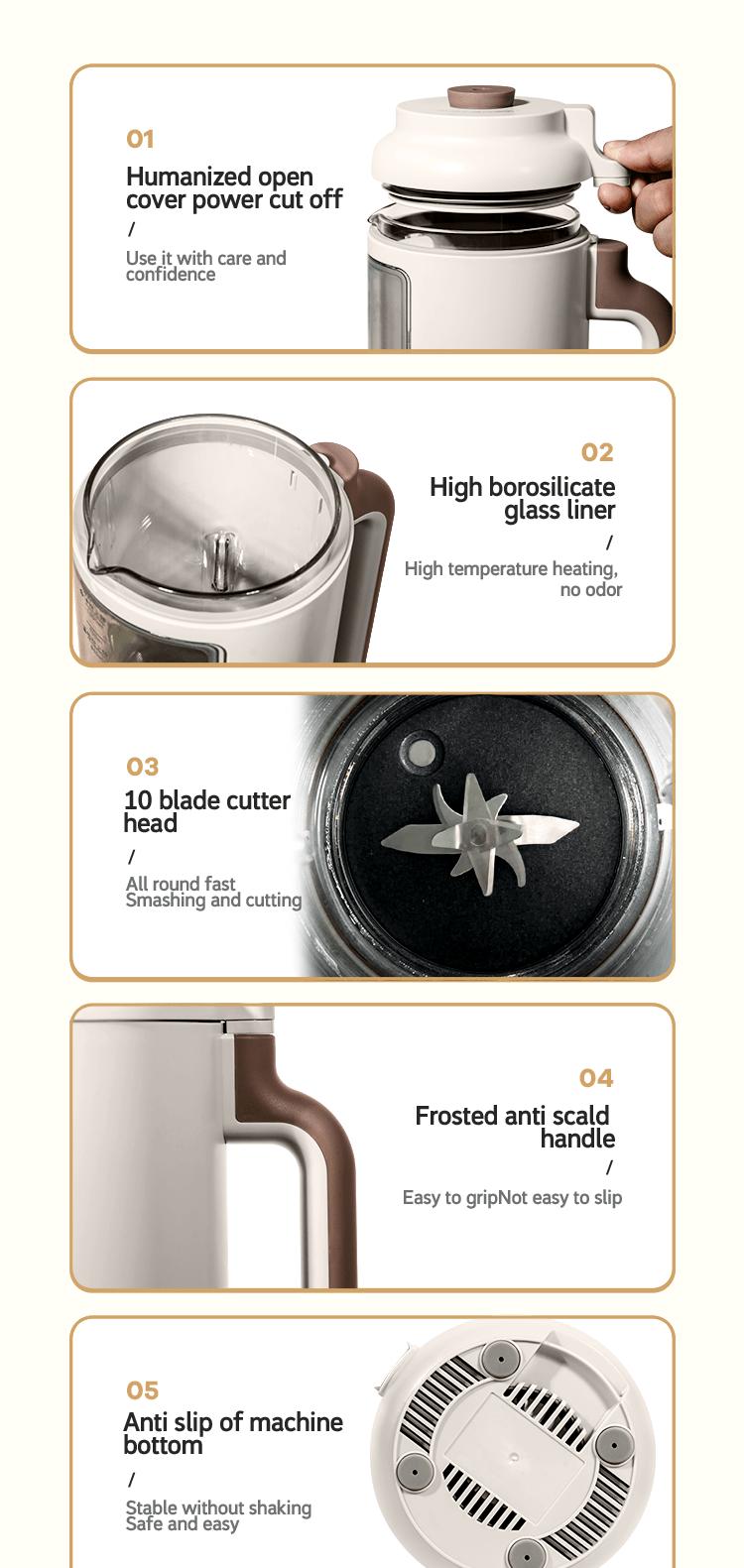 1000ml Portable Mini Soy Milk Maker with Filtering and Self-Cleaning - Perfect for 1-4 Person Households - Enjoy Fresh Soy Milk and Juices Anytime