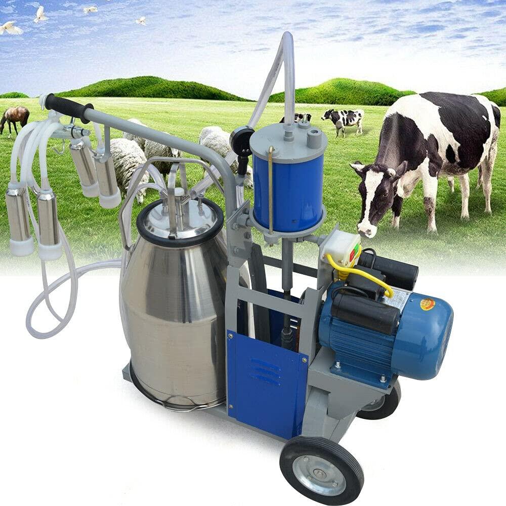 TBVECHI MilMachine, 25L Electric MilMachine Piston Vacuum Pump MilPump with Bucket,  Steel Cow MilMachine MilEquipment Milker Machine