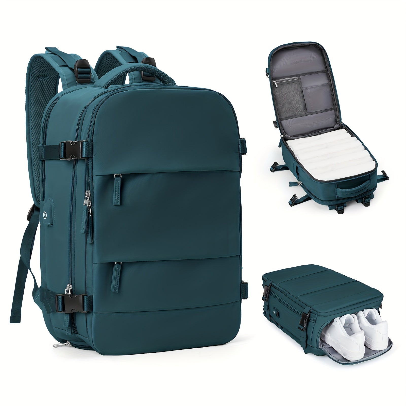 LarTravel Backpack, Carry On Backpack, HiBackpack, Waterproof Outdoor Sports Rucksack, Casual Daypack, School Bag, Fit 14 Inch Laptop With USB Charging Port &amp; Shoes Compartment