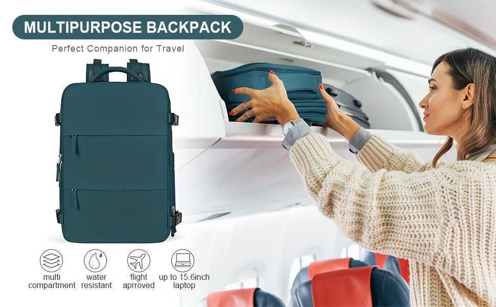 LarTravel Backpack, Carry On Backpack, HiBackpack, Waterproof Outdoor Sports Rucksack, Casual Daypack, School Bag, Fit 14 Inch Laptop With USB Charging Port &amp; Shoes Compartment