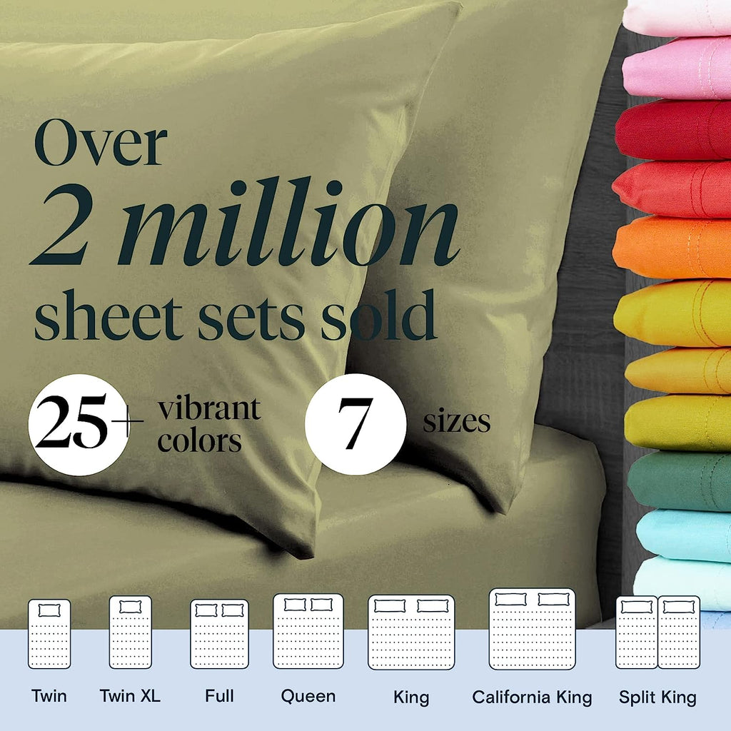 LuxClub 6 PC Queen Sheet Set Bamboo Sheets Deep Pockets 18" Eco Friendly Wrinkle Free Cooling Sheets Machine Washable Hotel Bedding Silky Soft - Olive Queen