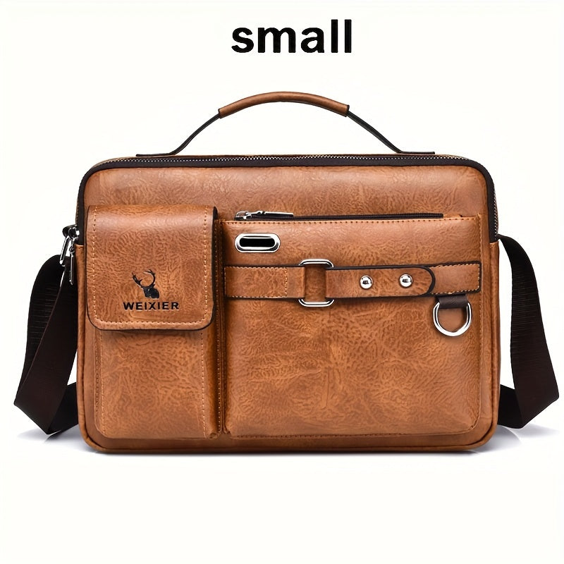 【WEIXIER】 Men's PU Material Crossbody Bag Men's Business Crossbody Bag Portable Shoulder Bag Casual Bag Men's Bag Gift For Father /Anniversary