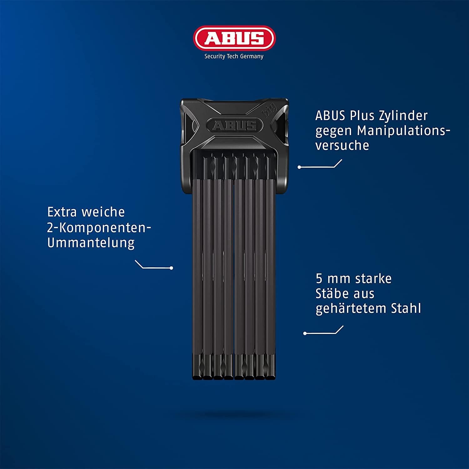 ABUS 6000K Bordo Big Folding Lock, Black, 120 cm