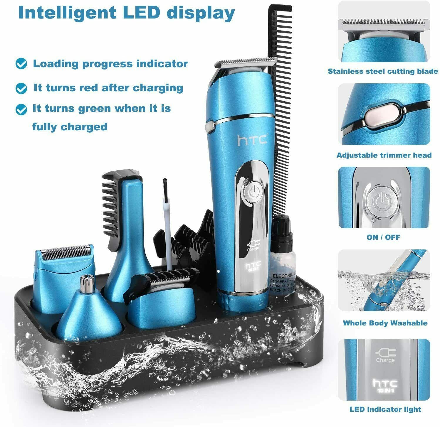 Machine Cut Hair Professional Trimmer Mens 10 on 1 Set of Shaving