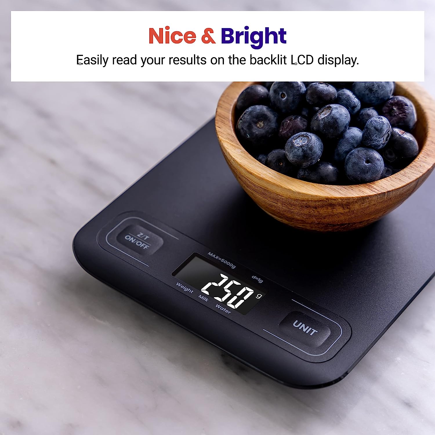Etekcity Food Kitchen Scale, Digital Grams and Ounces for Weight Loss, Baking, Cooking, Keto and Meal Prep, LCD Display, Medium, Black