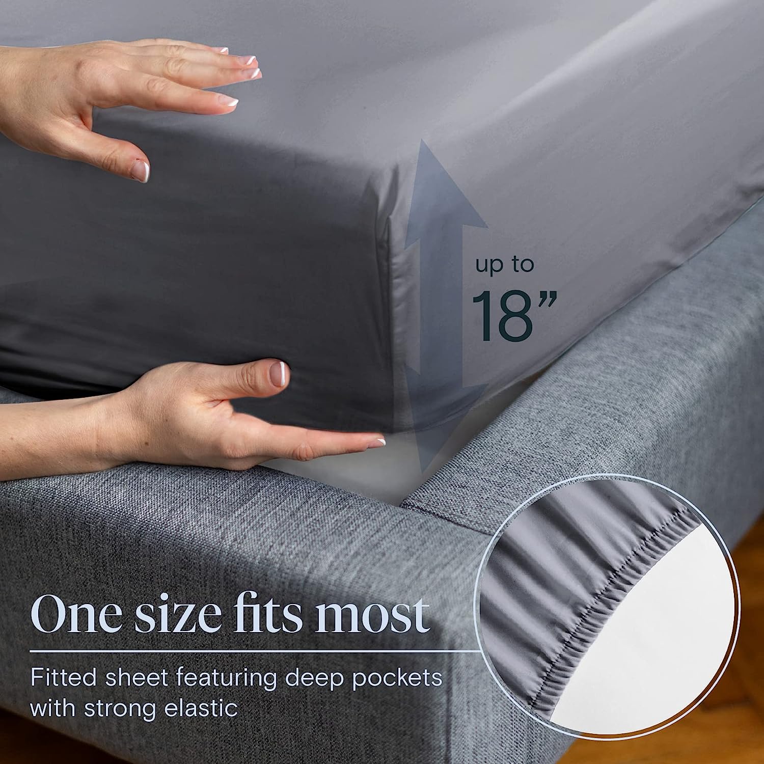 LuxClub 6 PC Queen Sheet Set Bamboo Sheets Deep Pockets 18" Eco Friendly Wrinkle Free Cooling Sheets Machine Washable Hotel Bedding Silky Soft - Light Grey Queen