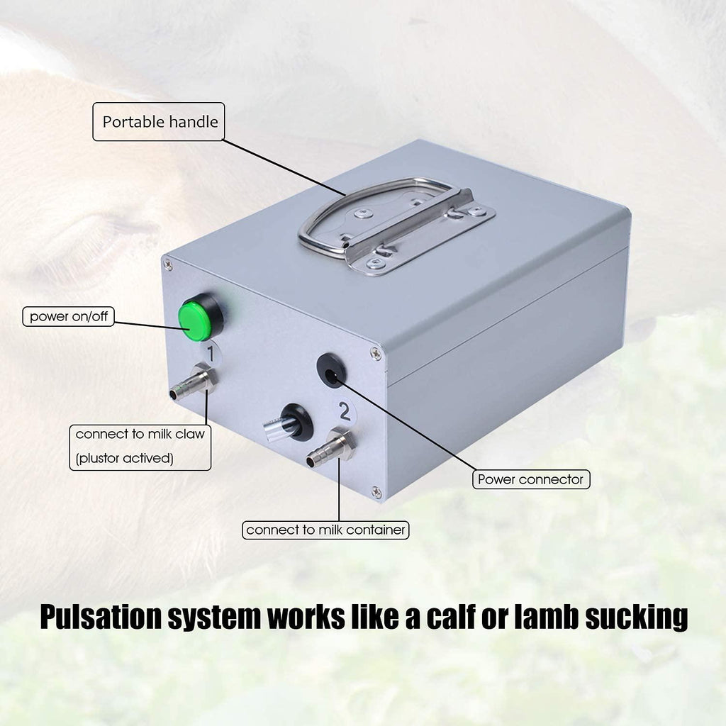 Electric Cow Goat MilMachine, Portable Pulsation MilMachine Single Bucket Piston Vacuum Pump 5L