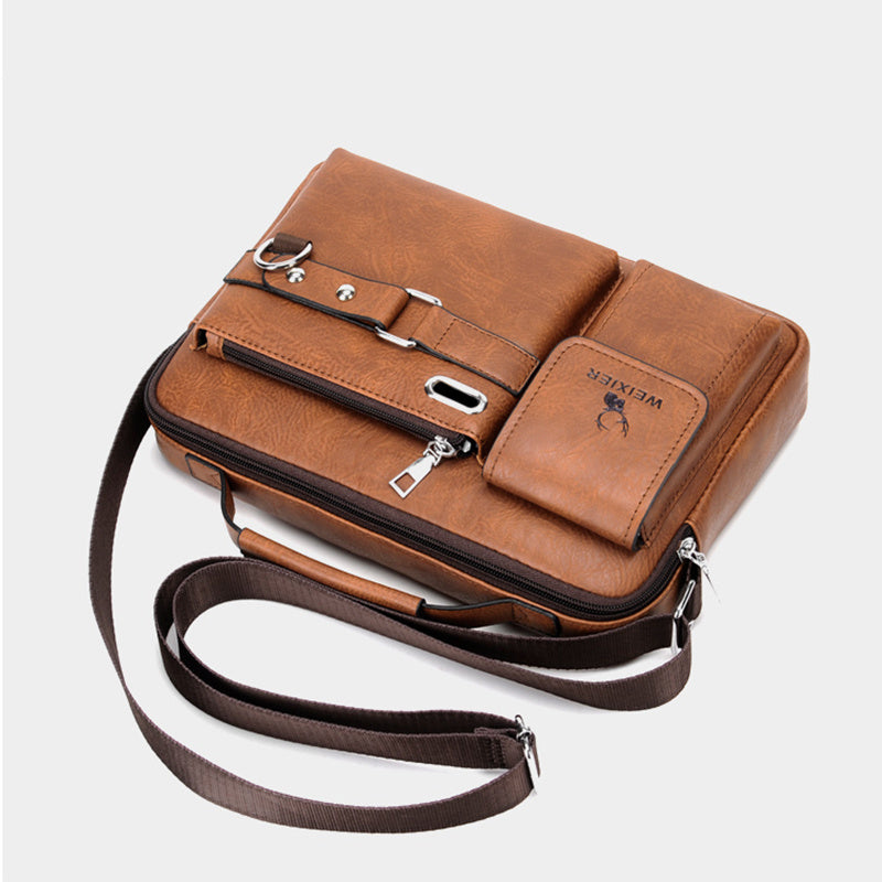【WEIXIER】 Men's PU Material Crossbody Bag Men's Business Crossbody Bag Portable Shoulder Bag Casual Bag Men's Bag Gift For Father /Anniversary