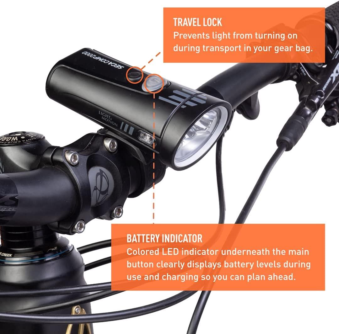 Light & Motion Seca Comp 2000, Massive Output with spot Plus Flood Beams. Designed for Trail Riding, The Seca Comp 2000 is Also a Superior Road Light with 4 Modes for Night and Day Safety and Vision.