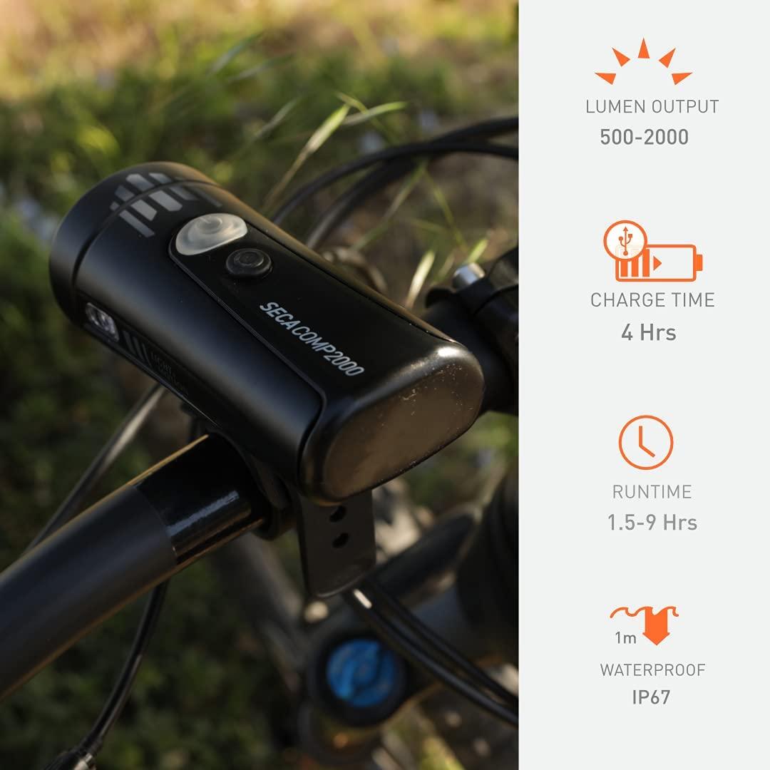 Light & Motion Seca Comp 2000, Massive Output with spot Plus Flood Beams. Designed for Trail Riding, The Seca Comp 2000 is Also a Superior Road Light with 4 Modes for Night and Day Safety and Vision.