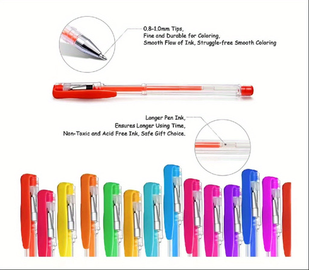 8/24/36/48/60/100pcsGelmushta Gel Pens Unique Colors (No Duplicates) Set For Adult Coloring Books Drawing With Case