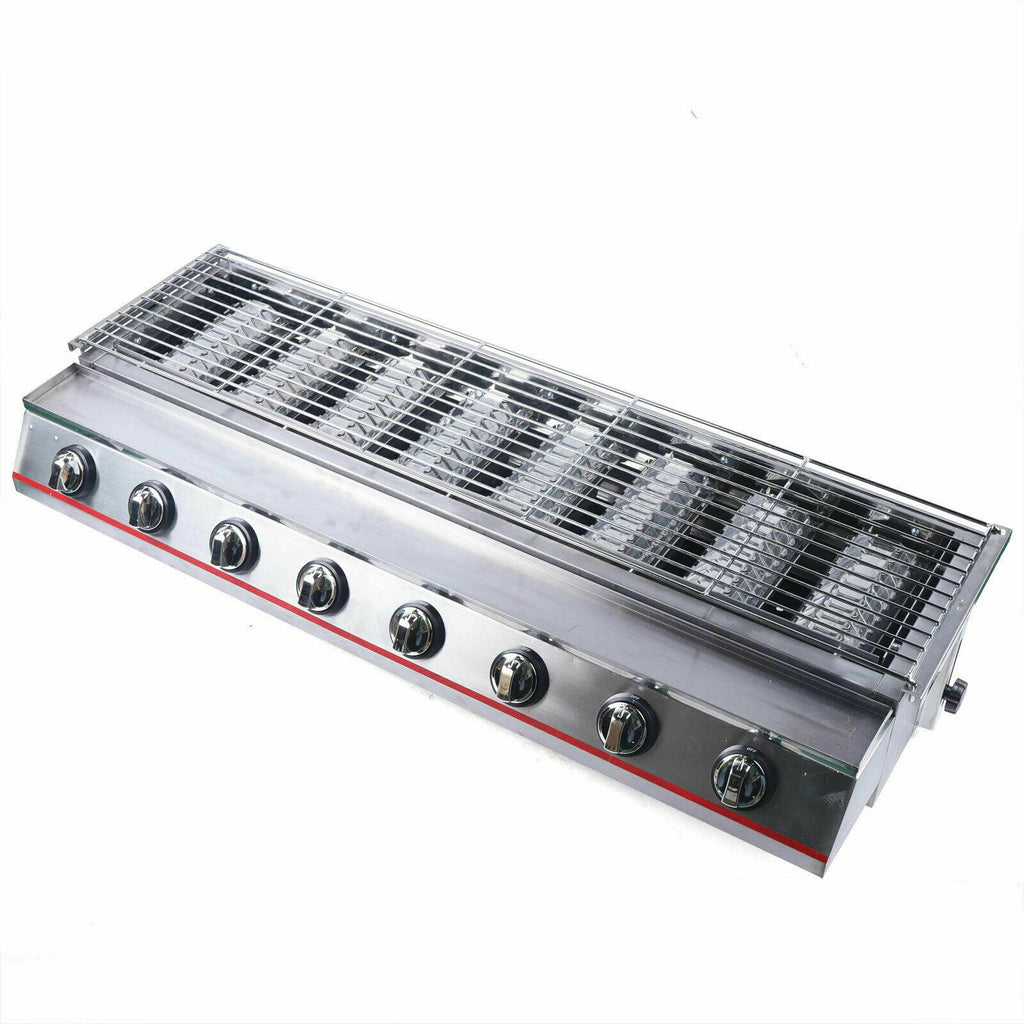 LarGas Grill Outdoor Party 8 Burner BBQ Grill Commercial Adjustable Height