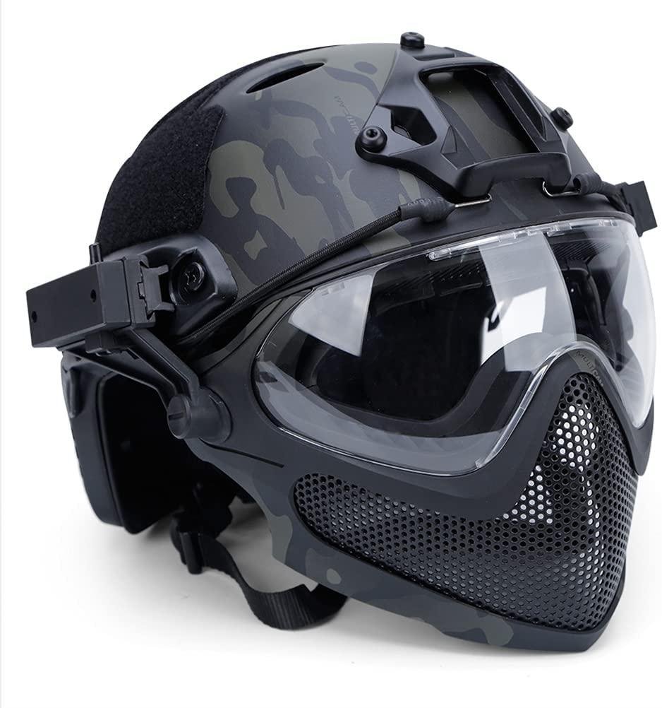 Abaodam Safety Steel Mesh Helmet Military Style Helmet Jungle Camouflage Series Safty Helmet Loading and Unloading Integrated Helmet (Black) Bike Part and Accessories