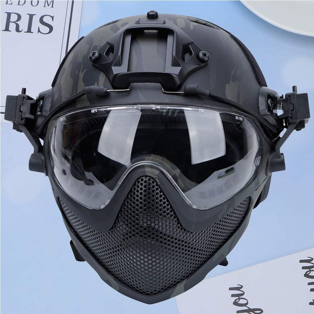 Abaodam Safety Steel Mesh Helmet Military Style Helmet Jungle Camouflage Series Safty Helmet Loading and Unloading Integrated Helmet (Black) Bike Part and Accessories