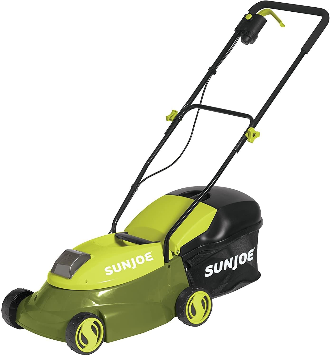 Sun Joe MJ401C-XR 14-Inch 28-Volt 5-Amp Cordless Lawn Mower w/Brushless Motor, 10.6-Gallon Detachable Collection Bag, Lightweight, Green