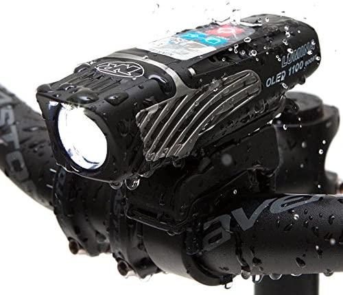 NiteRider Lumina 1100 OLED Boost USB Rechargeable MTB Road Commuter LED Bike Light with Display Screen Powerful Lumens Water Resistant Bicycle Headlight, LED Front Light Easy to Install