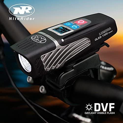 NiteRider Lumina 1100 OLED Boost USB Rechargeable MTB Road Commuter LED Bike Light with Display Screen Powerful Lumens Water Resistant Bicycle Headlight, LED Front Light Easy to Install