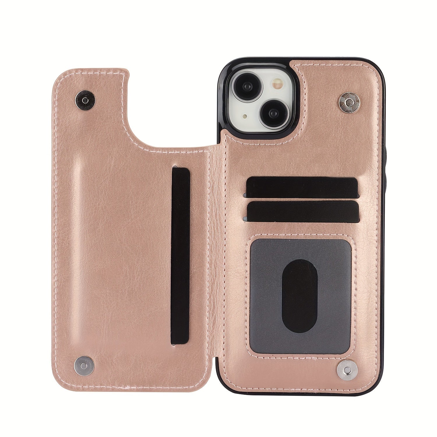 For  15/ 14/ 13/ 12/ 11 Pro Max/ Mini/ XR/ XS Max/ SE 2022/2020/ 7/ 8 Plus Wallet Case With Card Holder, PU Faux Leather Kickstand Card Slots Case, Double Magnetic Clasp And Durable Shockproof Cover