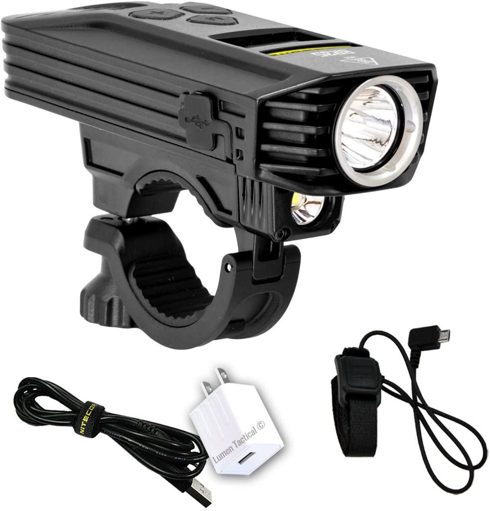 Nitecore BR35 1800 Lumen Dual Beam OLED Display Rechargeable Bicycle Headlight with Remote Switch, Mount - Includes Lumen Tactical Adapter
