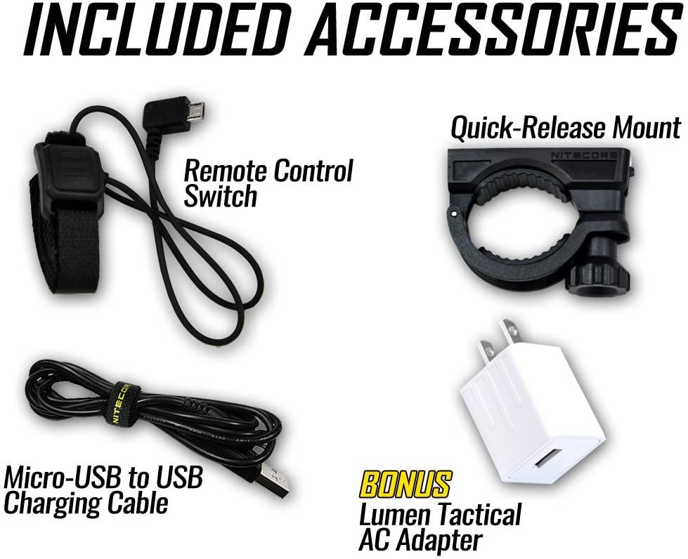 Nitecore BR35 1800 Lumen Dual Beam OLED Display Rechargeable Bicycle Headlight with Remote Switch, Mount - Includes Lumen Tactical Adapter