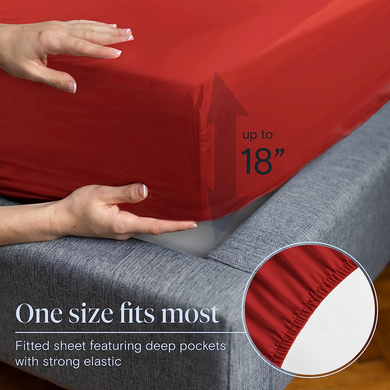 LuxClub 7 PC Split King Sheet Set Bamboo Sheets Deep Pockets 18" Eco Friendly Wrinkle Free Cooling Sheets Machine Washable Hotel Bedding Silky Soft - Red Split King