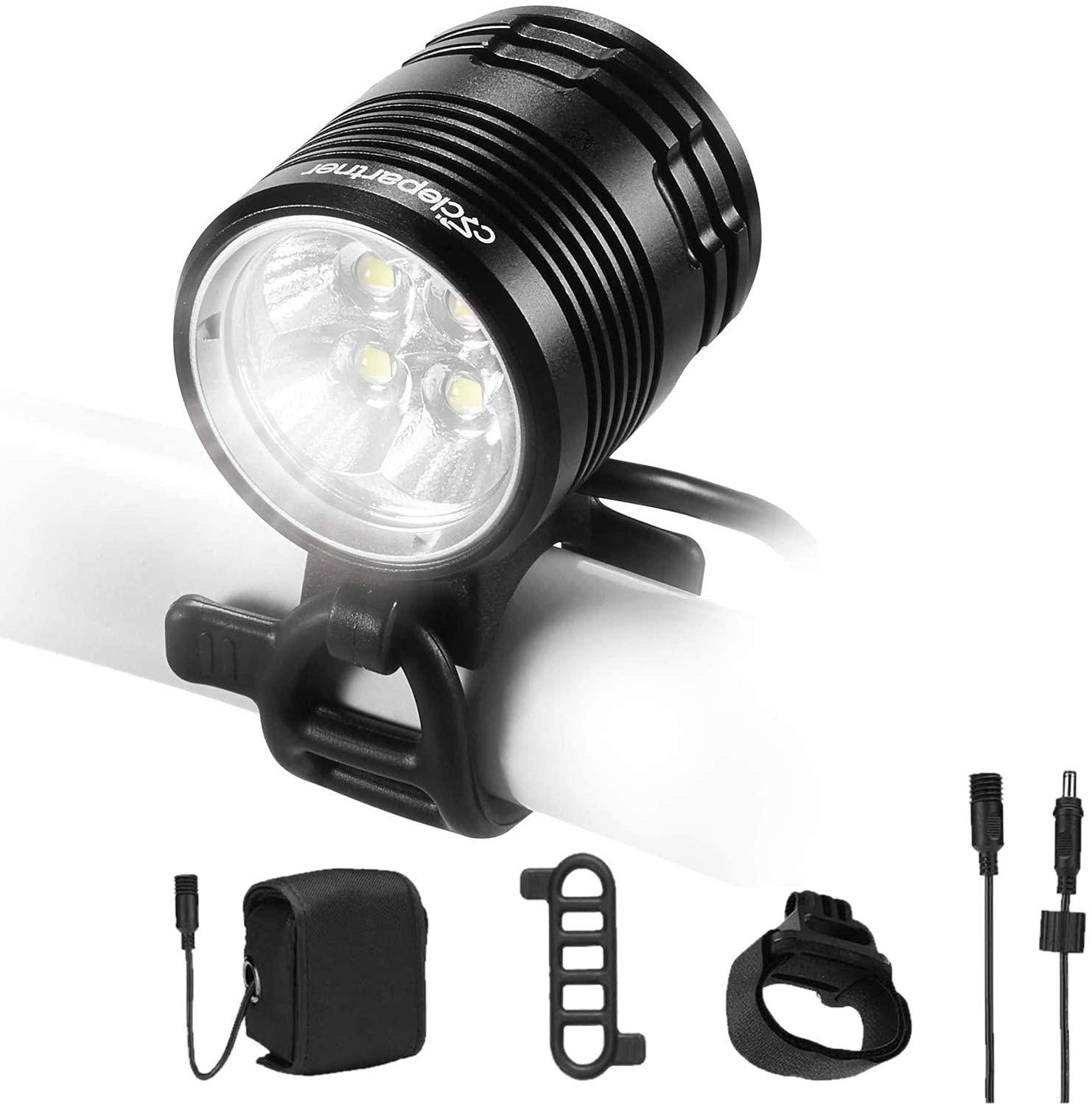 Cyclepartner Discovery-3000 4LED Ultra Powerful 3000 Lumens Mountain Bike Light for MTB with 8800mAh Battery Pack – Up to 7 Hours IP65 Waterproof