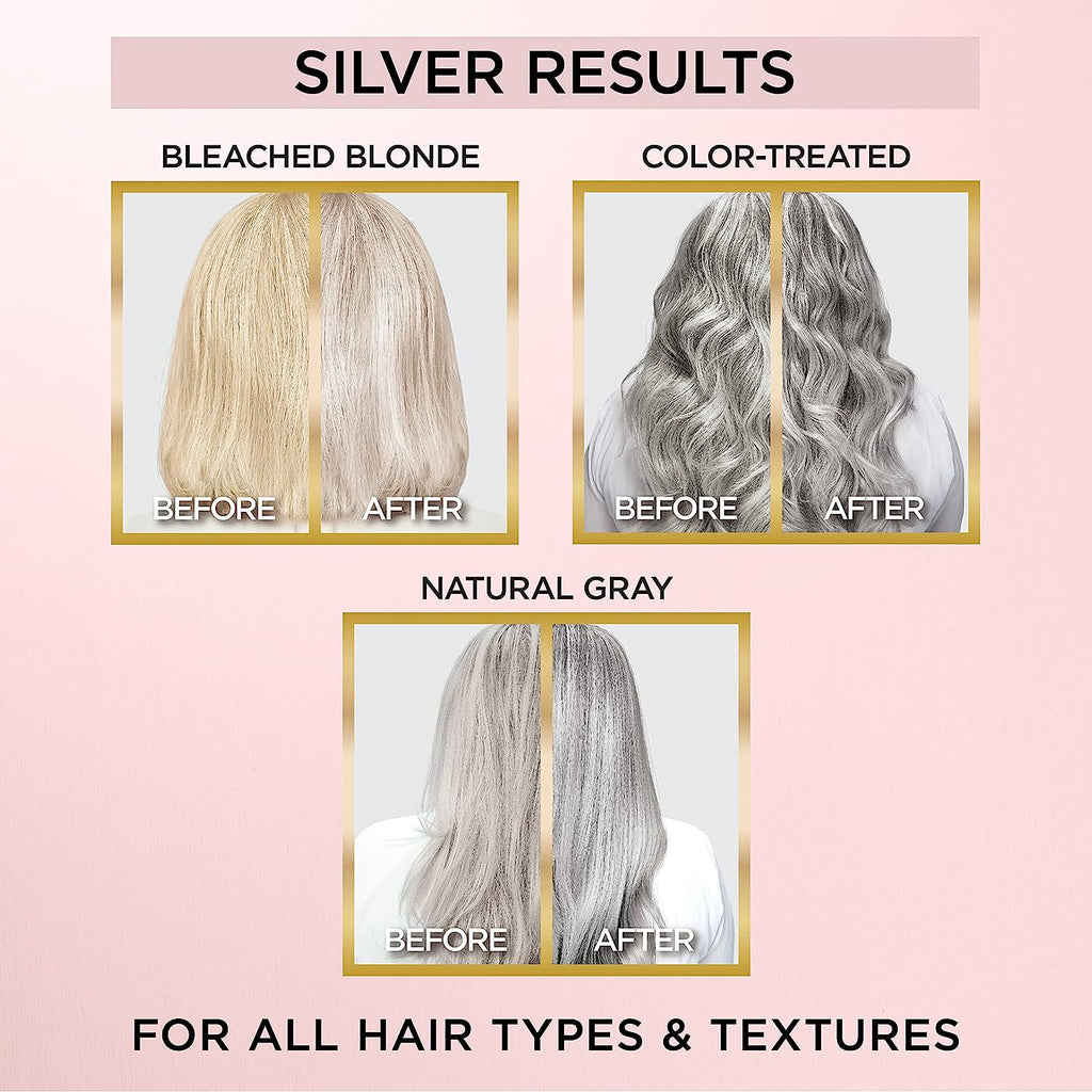 L’Oréal Paris Le Color Gloss One Step In-Shower Toning Hair Gloss, Neutralizes Brass, Conditions &amp; Boosts Shine, Silver, 4 Ounce