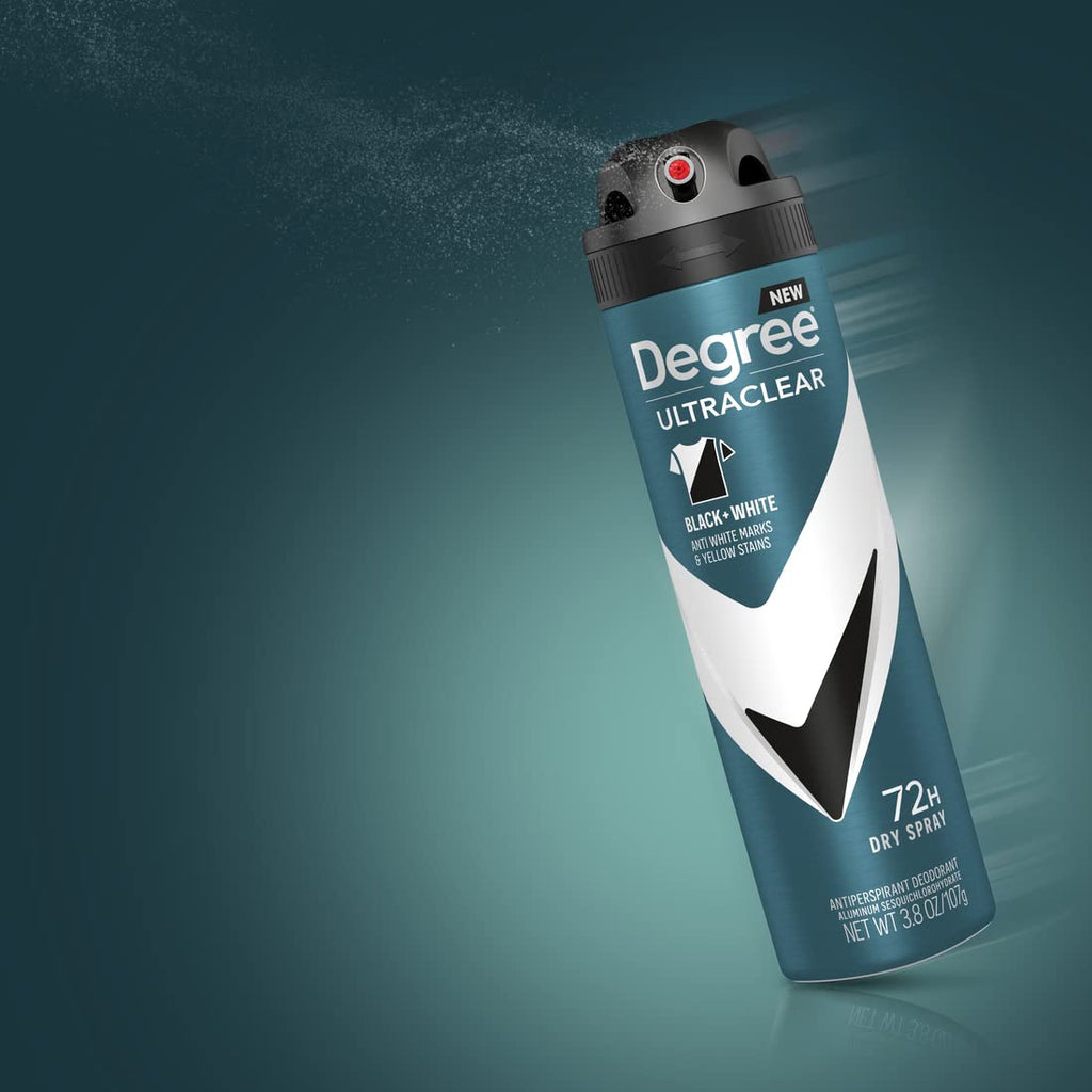 Degree Men Antiperspirant Deodorant Dry Spray Black + White 3 Count Protects from Deodorant Stains Antiperspirant for Men with MotionSense Technology 3.8 OZ