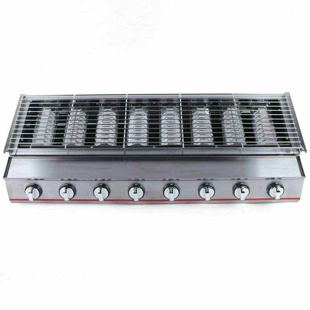 Commercial Gas LPG Grill 2800PA Outdoor BBQ Tabletop Cooker 8-Burner Smokeless