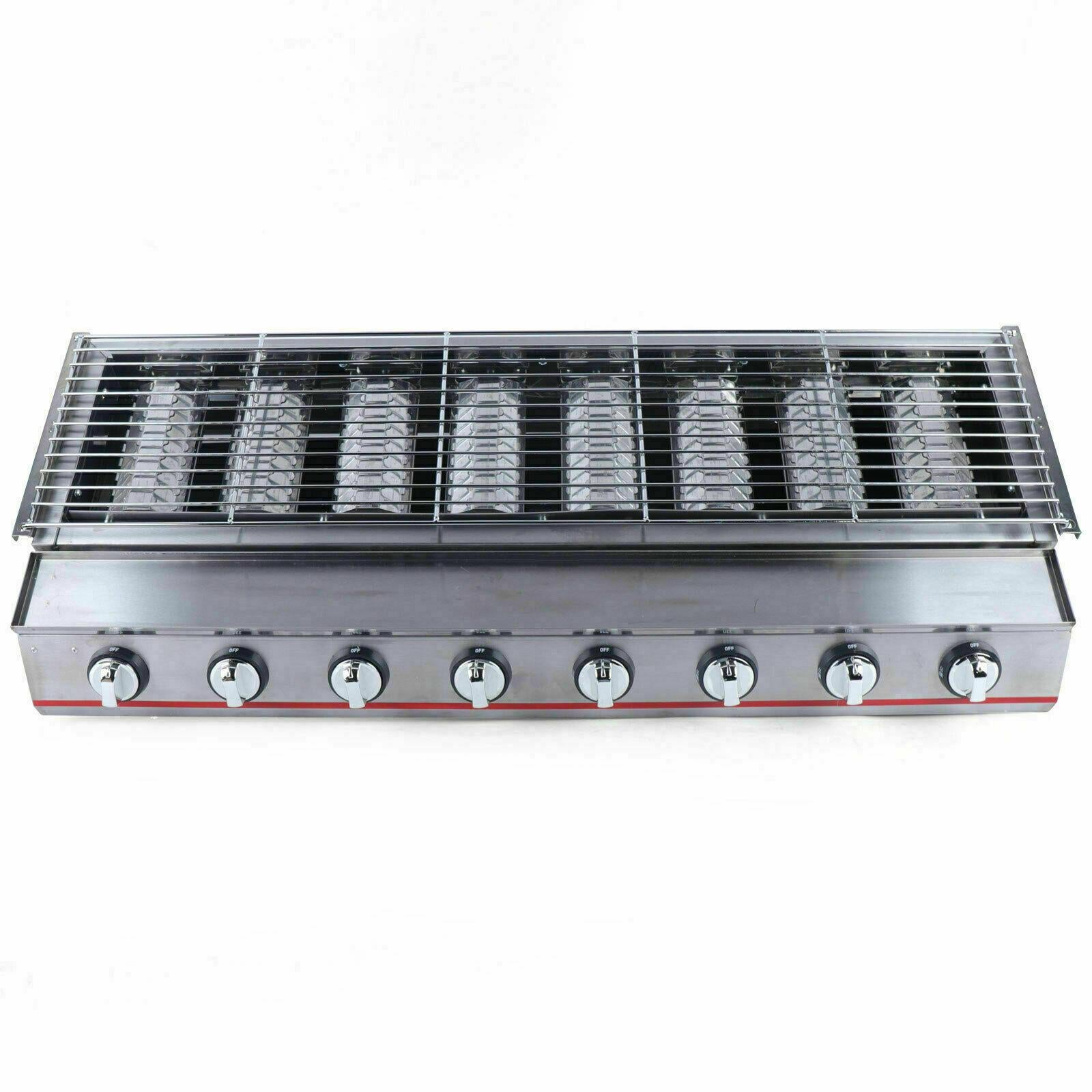 Commercial Gas LPG Grill 2800PA Outdoor BBQ Tabletop Cooker 8-Burner Smokeless