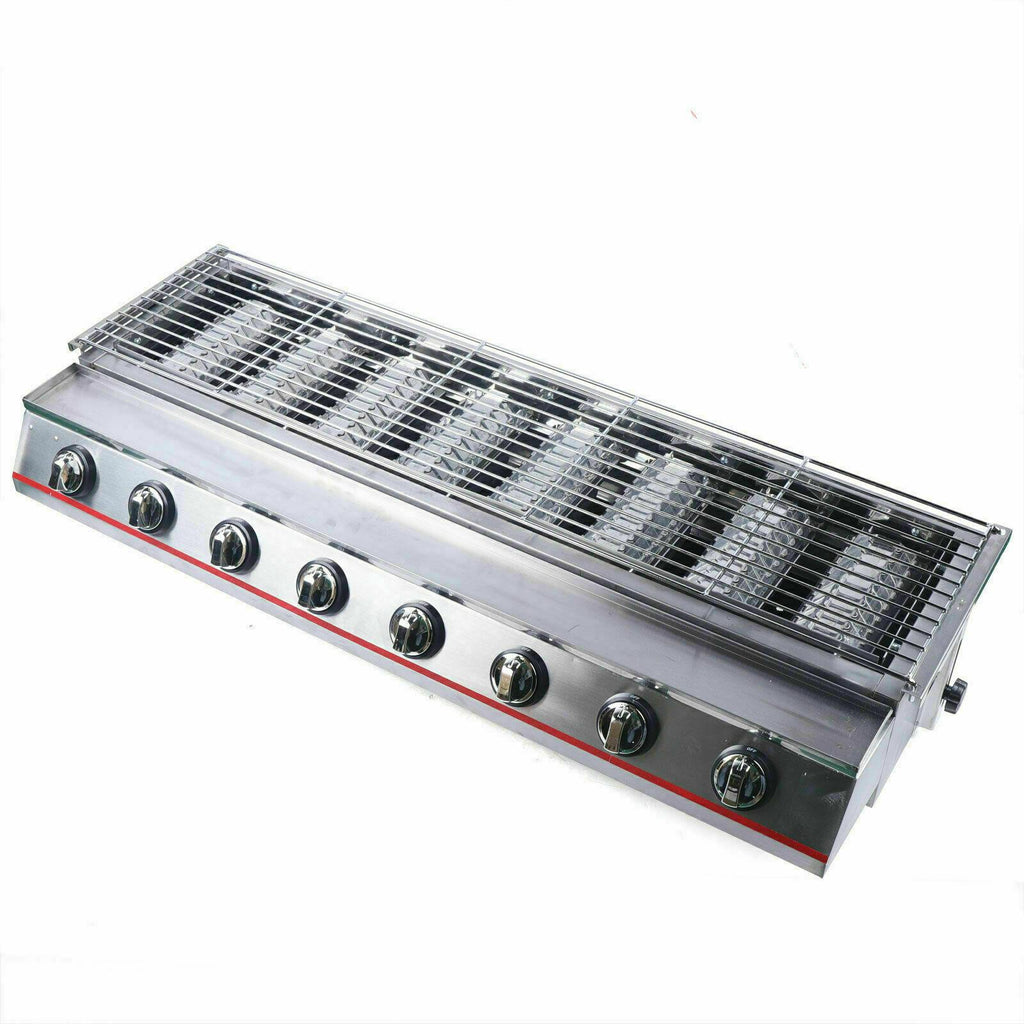 Commercial Gas LPG Grill 2800PA Outdoor BBQ Tabletop Cooker 8-Burner Smokeless