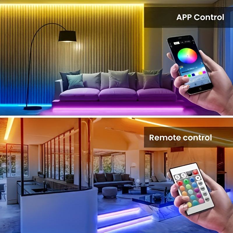 Create A Magical Ambience With 5050 RGB Led Strip Lights - Music Sync Color Changing, Remote Control, Perfect For Home, Garden, Party, And More!