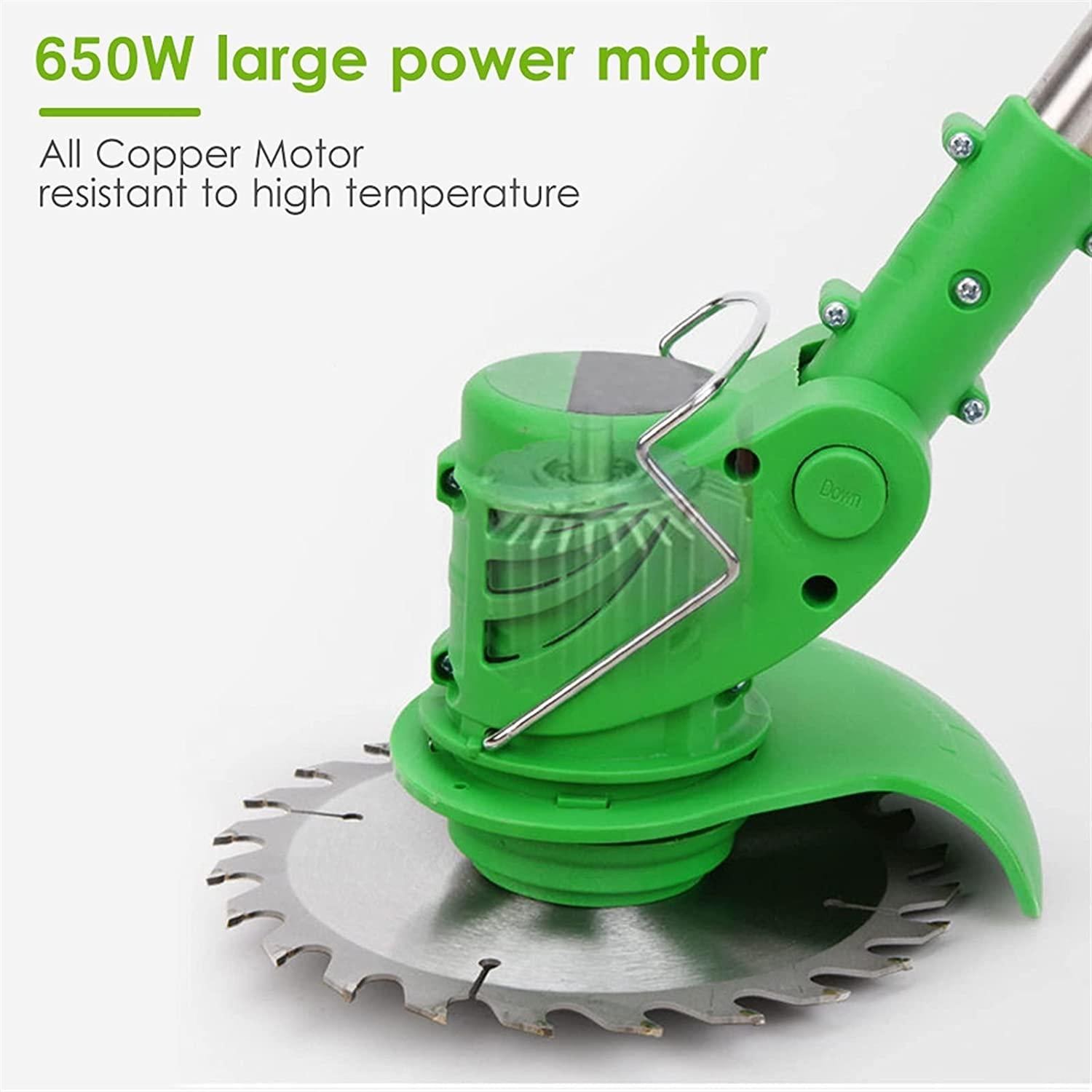 Pinzheng Cordless String Trimmer，24V Lithium Electric Weed Eater 650W High Power Rechargeable Edger Lawn Tool Mower Weeding Machine Stretchable Hand-Push Grass Trimmer