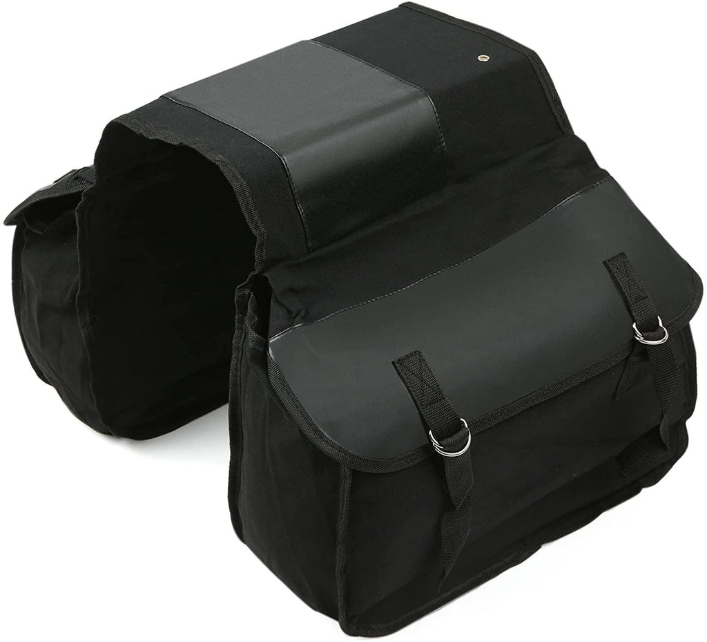 DALIZHAI777 Bike Bag Bike Rear Seat Bag Durable Canvas Bicycle Trunk Bag Cycling Rear Rack Double Pannier Bag Large Capacity Long-Distance Cycling Bag Bicycle Accessories (Color : Black)