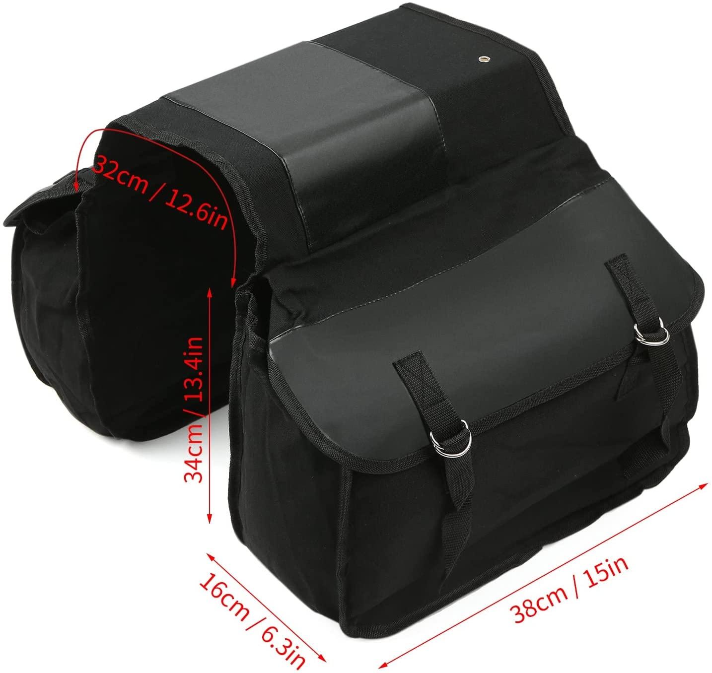 DALIZHAI777 Bike Bag Bike Rear Seat Bag Durable Canvas Bicycle Trunk Bag Cycling Rear Rack Double Pannier Bag Large Capacity Long-Distance Cycling Bag Bicycle Accessories (Color : Black)