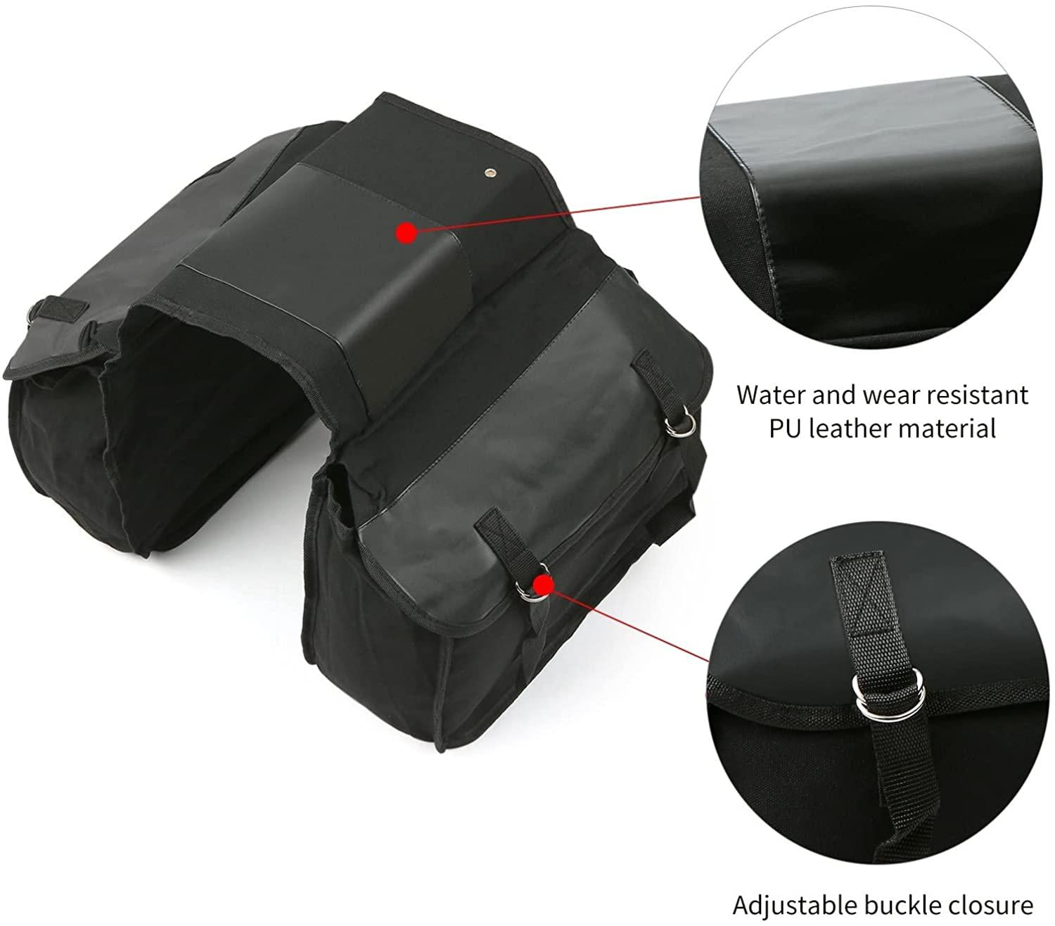 DALIZHAI777 Bike Bag Bike Rear Seat Bag Durable Canvas Bicycle Trunk Bag Cycling Rear Rack Double Pannier Bag Large Capacity Long-Distance Cycling Bag Bicycle Accessories (Color : Black)