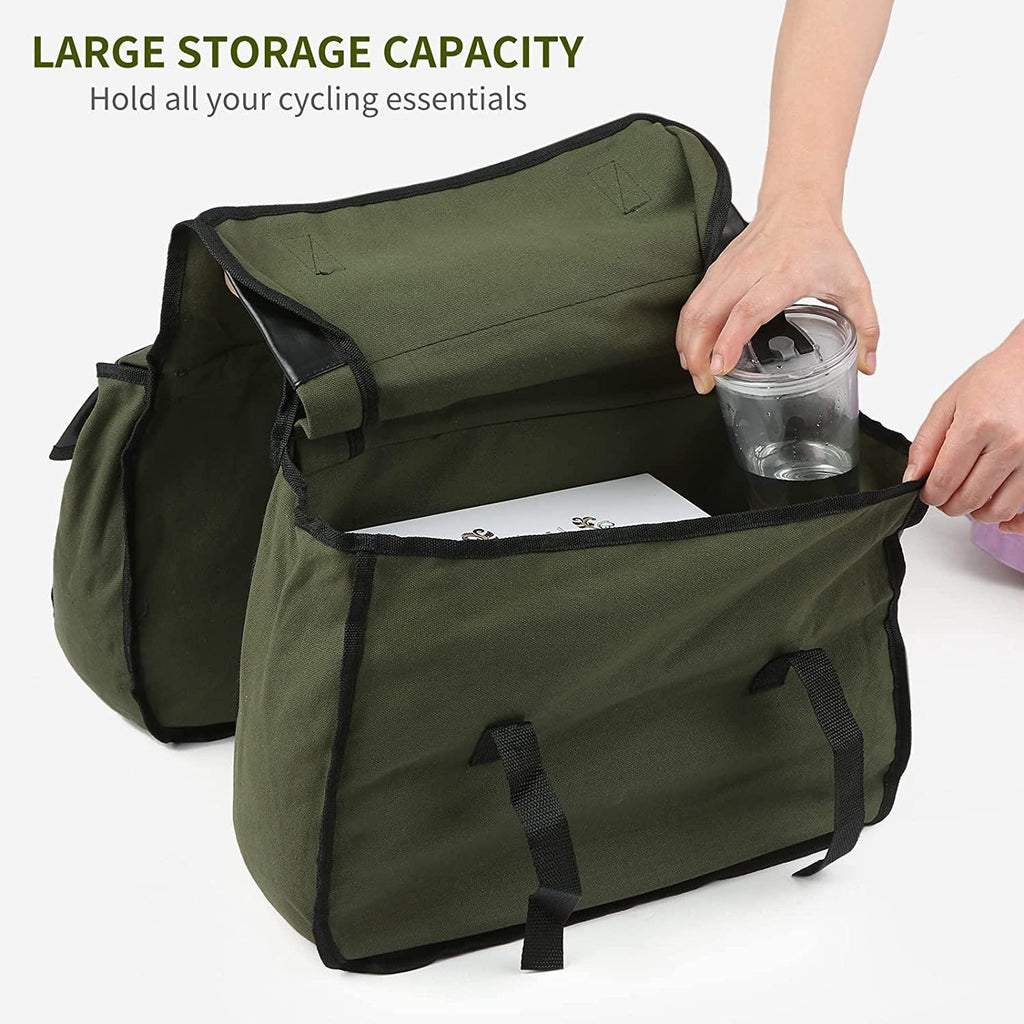 DALIZHAI777 Bike Bag Bike Rear Seat Bag Durable Canvas Bicycle Trunk Bag Cycling Rear Rack Double Pannier Bag Large Capacity Long-Distance Cycling Bag Bicycle Accessories (Color : Black)