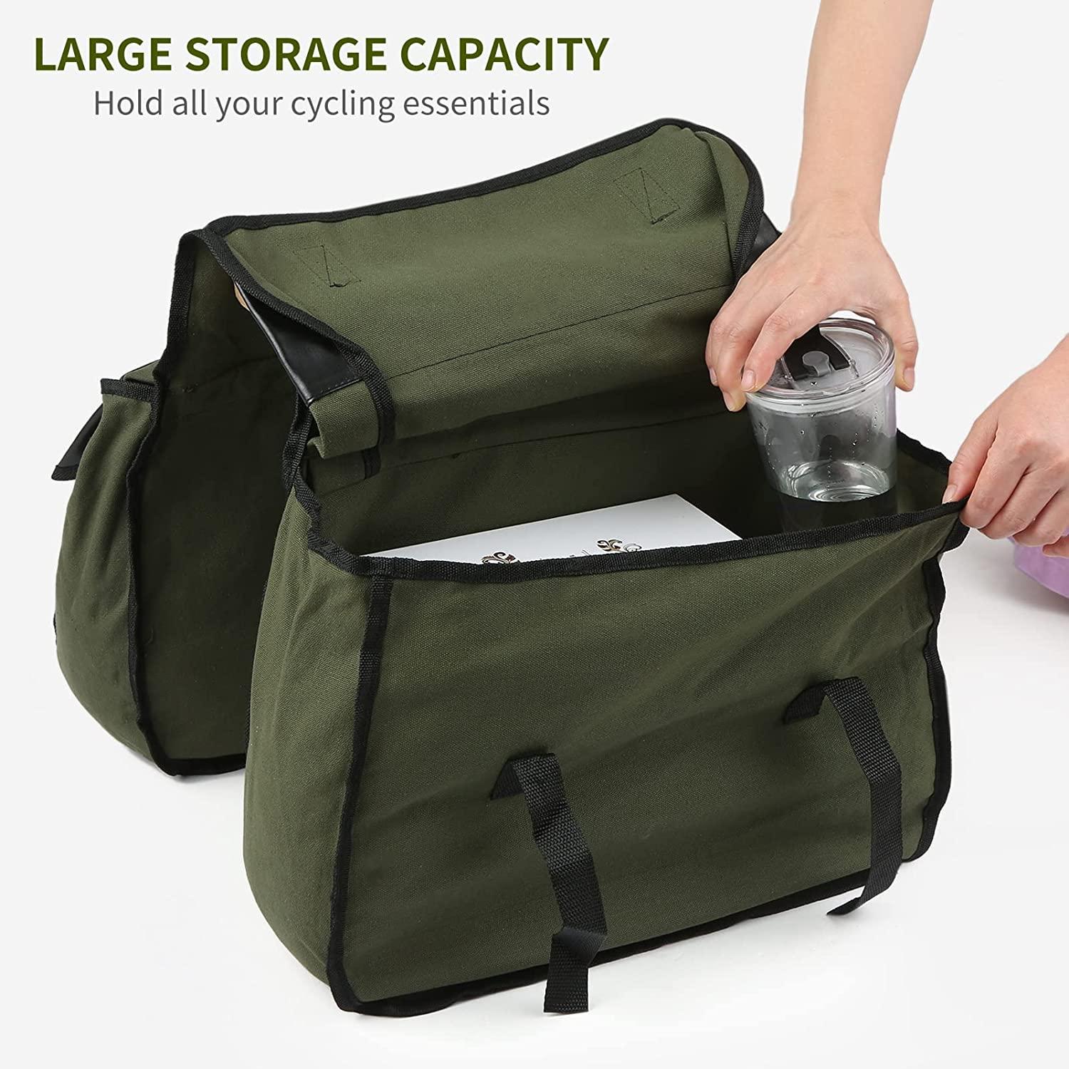DALIZHAI777 Bike Bag Bike Rear Seat Bag Durable Canvas Bicycle Trunk Bag Cycling Rear Rack Double Pannier Bag Large Capacity Long-Distance Cycling Bag Bicycle Accessories (Color : Black)