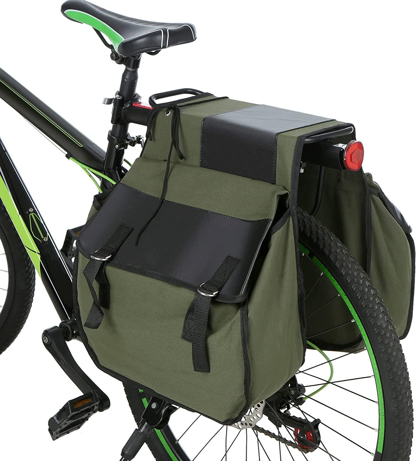 DALIZHAI777 Bike Bag Bike Rear Seat Bag Durable Canvas Bicycle Trunk Bag Cycling Rear Rack Double Pannier Bag Large Capacity Long-Distance Cycling Bag Bicycle Accessories (Color : Black)