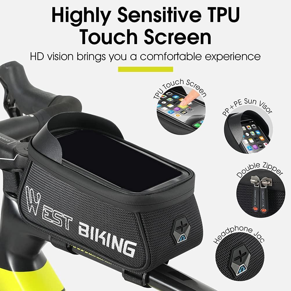 Abaodam 7 pcs Bike Upper Tube Bag Waterproof Bike Pouch Front Frame Bag Bike Accessory