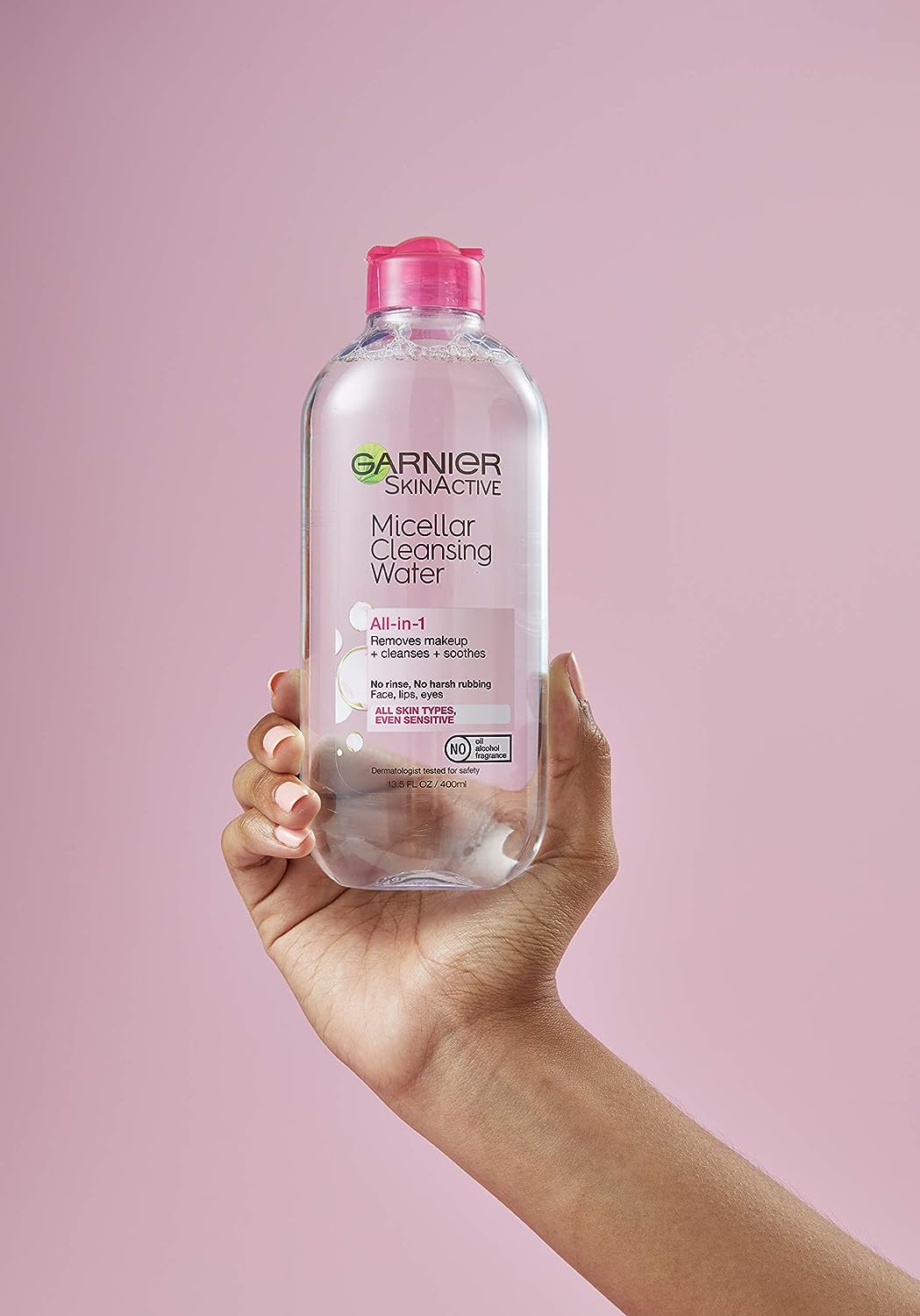Garnier SkinActive Micellar Water for All Skin Types, Facial Cleanser &amp; Makeup Remover, 13.5 Fl Oz (400mL), 1 Count (Packaging May Vary)