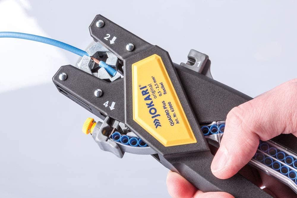 JOKARI QUADRO PLUS Set (Part 62000) Ratcheting Multi-Function Tool for Cutting, Stripping, Twisting & Crimping Wire