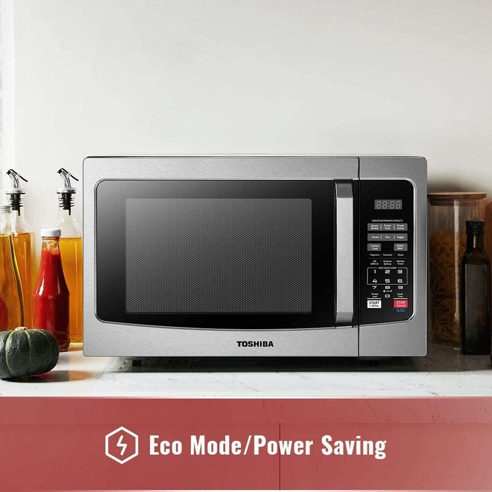 Toshiba  EM131A5C-SS Microwave Oven with Smart Sensor, Easy Clean Interior, ECO Mode and Sound On/Off, 1.2 Cu.ft, 1100W,  Steel (Renewed)