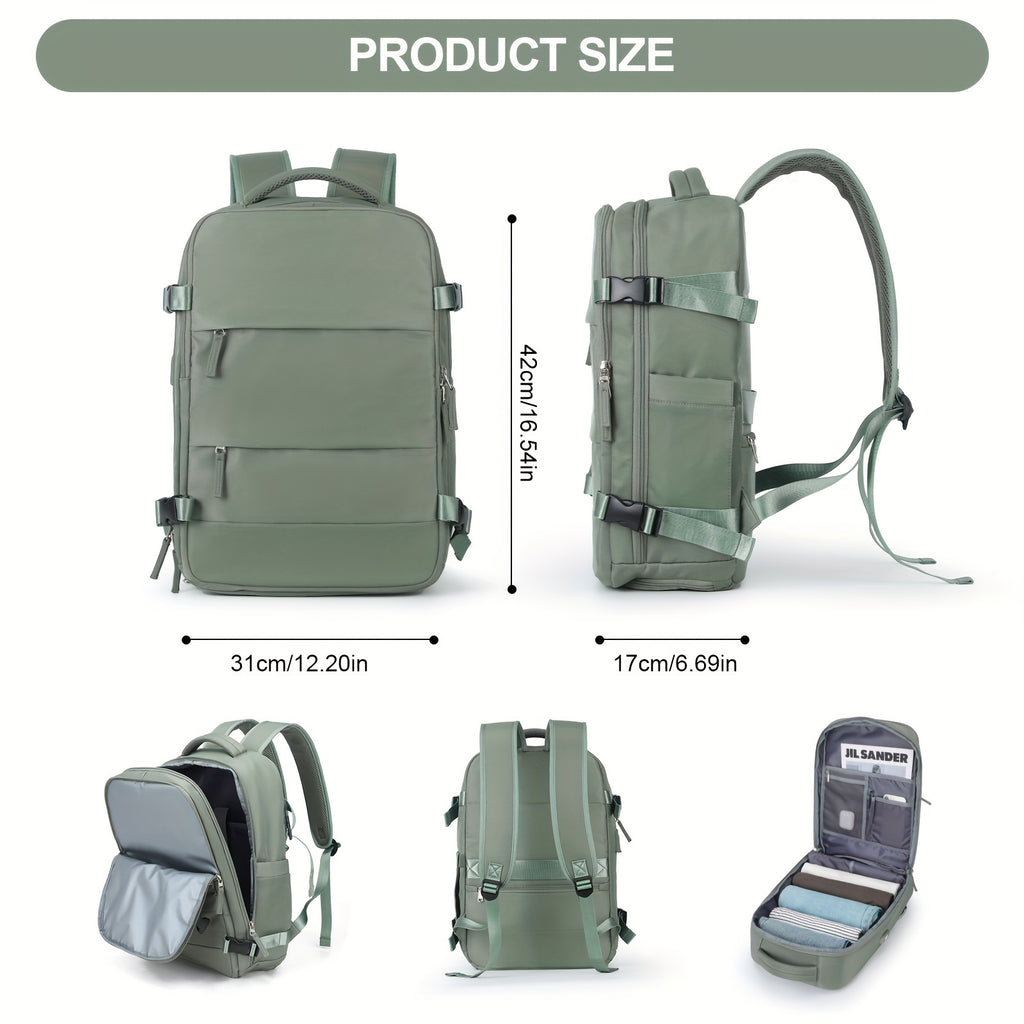 LarTravel Backpack, Carry On Backpack, HiBackpack, Waterproof Outdoor Sports Rucksack, Casual Daypack, School Bag, Fit 14 Inch Laptop With USB Charging Port &amp; Shoes Compartment