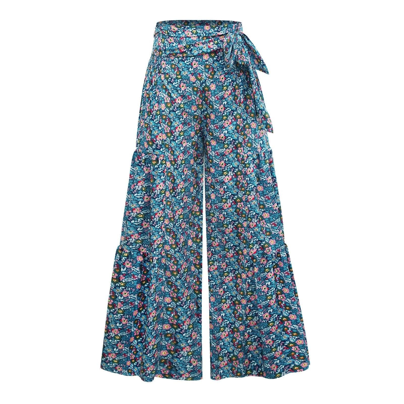 lace-up casual wide leg pants