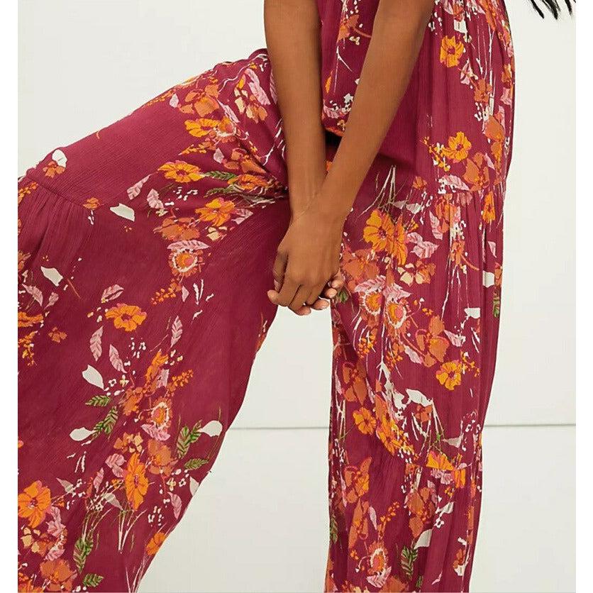 lace-up casual wide leg pants